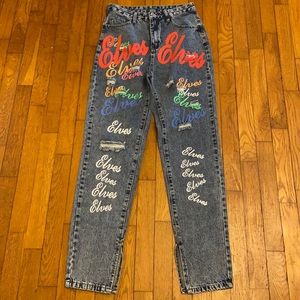 $ Clearance Sale $ Shein Christmas High-Waisted Letter Graphic Straight Jeans